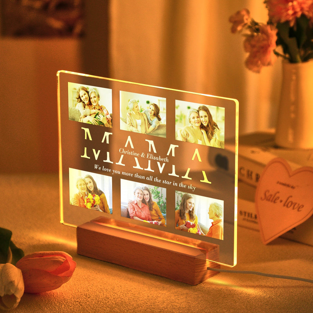 Custom Photo Night Lamp Personalized Acrylic LED Night Light with Text Mother's Day Gifts For Her
