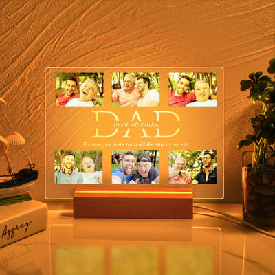 Custom Photo Night Lamp Personalized Acrylic LED Night Light with Text Father's Day Gifts For Him - photomoonlampuk