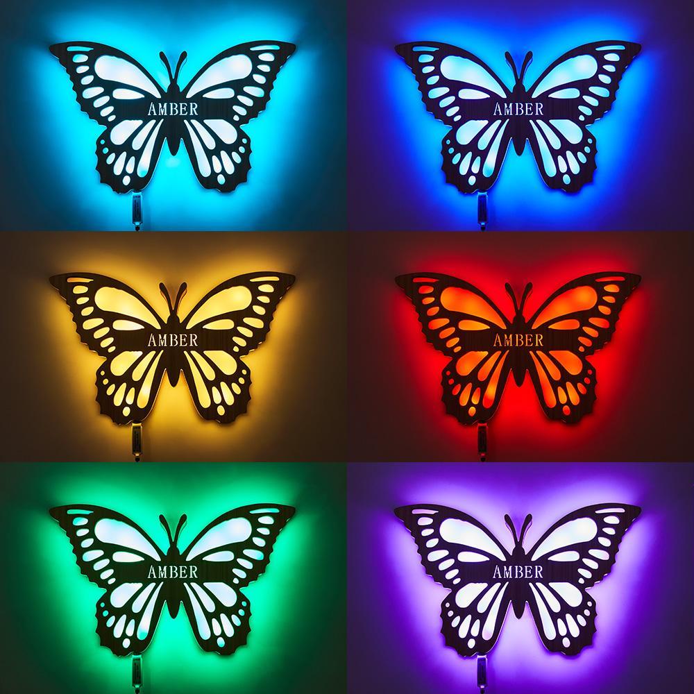 Custom Butterfly Baby Wooden Nightlight Wall Decoration LED Light Wall Light For Girls Kids