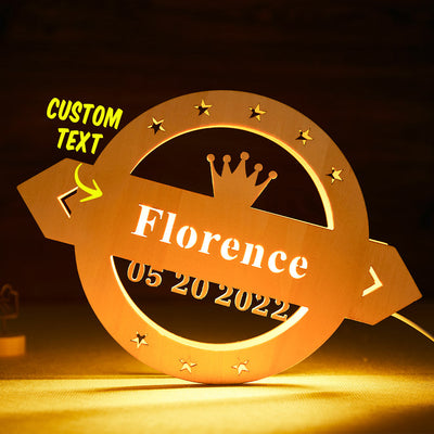 Custom Text Crown Lamp Personalized Letter Night Light for Him - photomoonlampuk