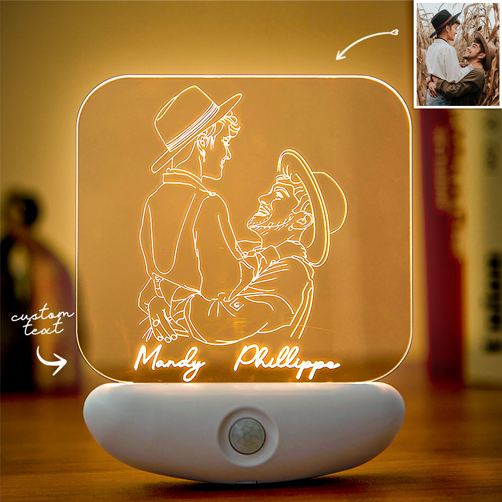 Custom 3D Photo Sensor Lamp Human Body Induction USB Charging Night Light Bedroom Corridor