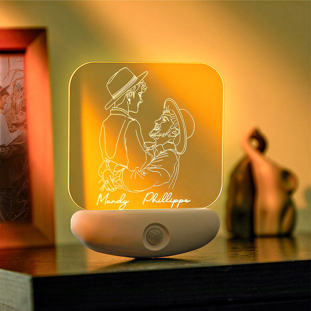 Custom 3D Photo Sensor Lamp Human Body Induction USB Charging Night Light Bedroom Corridor