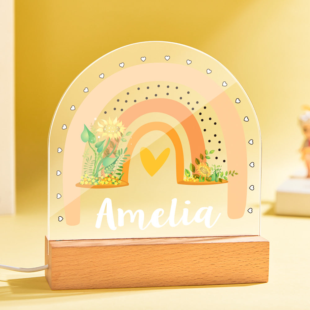 Colorful Custom Boho Rainbow Night Light For Kid with Personalized Name