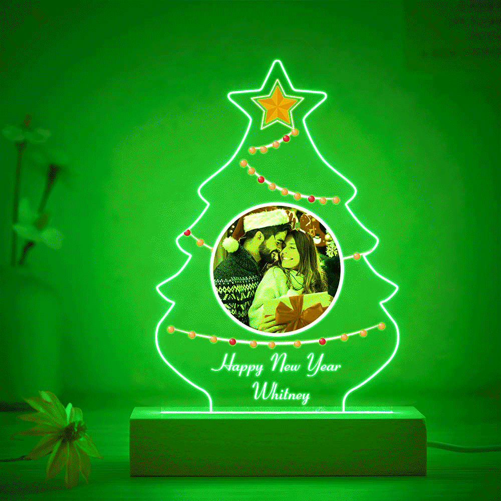 Personalised Christmas Tree Photo Night Light Custom Engraved 3D Lamp 7 Colors Acrylic Night Light Christmas Day Gifts