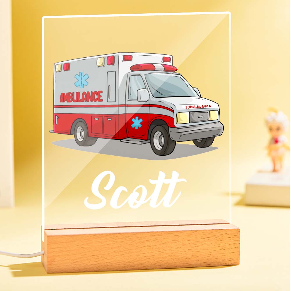 Children's Night Light Ambulance Lamp with Name for Boy Birthday Gift the Decoration of the Bedroom