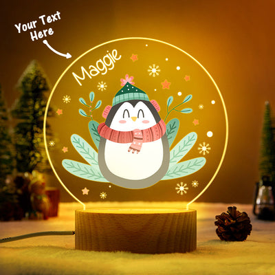 LED Night Light Christmas Gift For Kids Personalised Name Penguin Lamp Family Christmas Decoration - photomoonlampuk