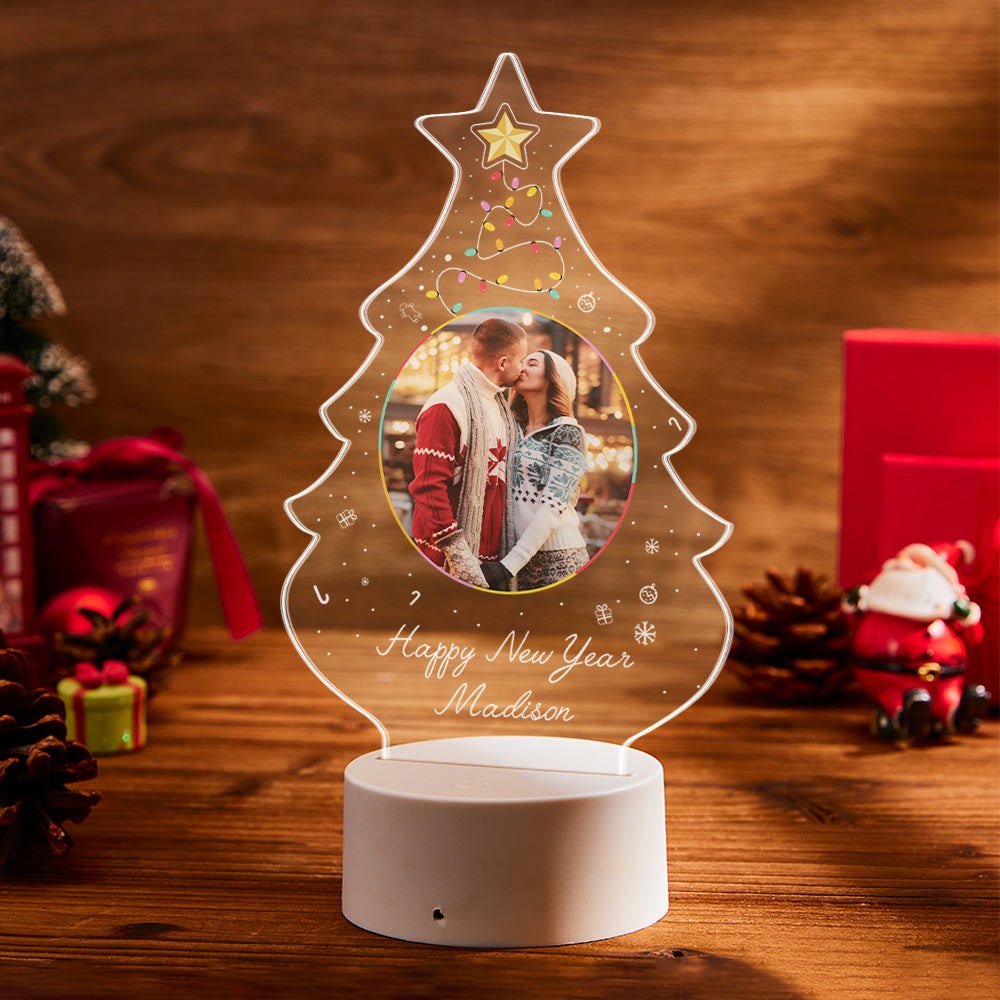 Mini Christmas Tree Light Lamp Custom Made Gift With Photo and Text Gift For Friends
