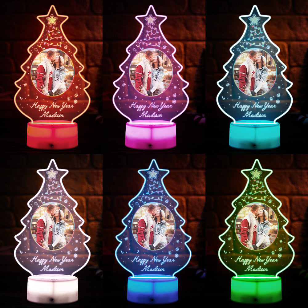 Mini Christmas Tree Light Lamp Custom Made Gift With Photo and Text Gift For Friends