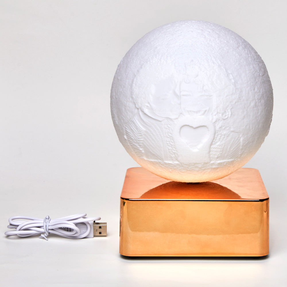 Custom 3D Printing Photo Moon Lamp with Personalised Photo and Engraved Text For Couple Gift with Bluetooth