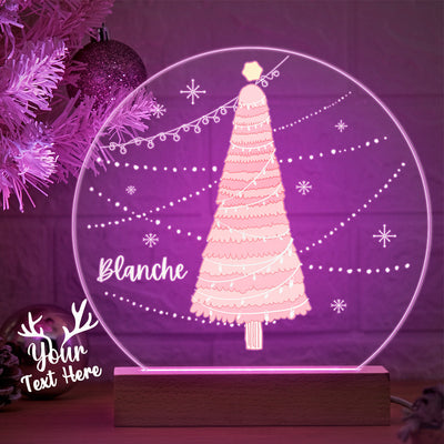 Personalised Name Pink Christmas Tree Lamp LED Night Light Romantic Light For Kids