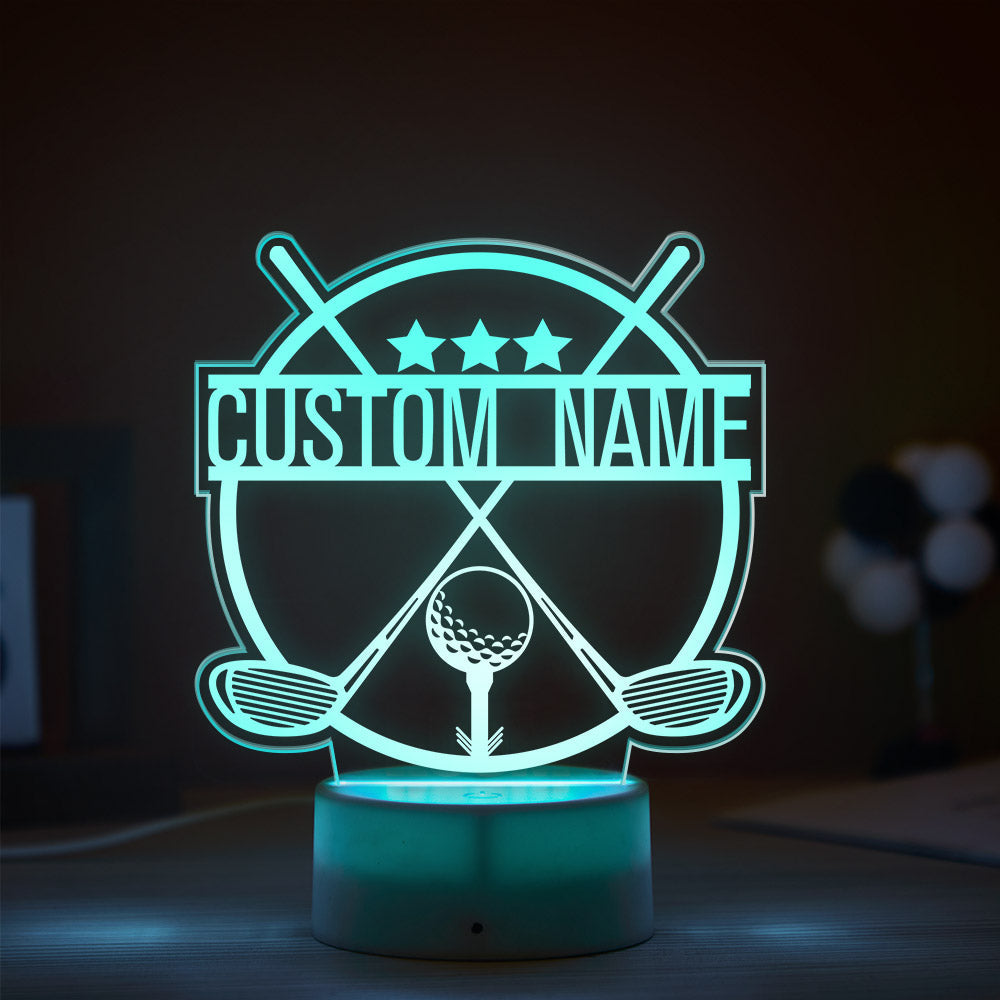 Personalised Name Seven-Color Night Light Golf Style Lamp Gifts For Boys