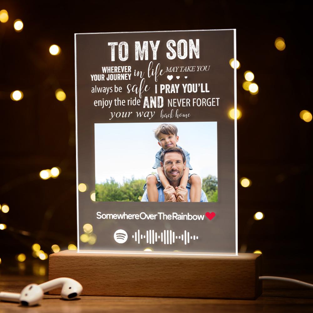 Personalised Spotify Photo Engraved Text Night Light To My Son Gifts for Boys