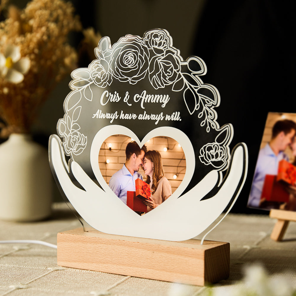 Personalised LED Trophy Acrylic Light Valentine's Gifts With Name Photo Valentine's Day Gifts For Couples