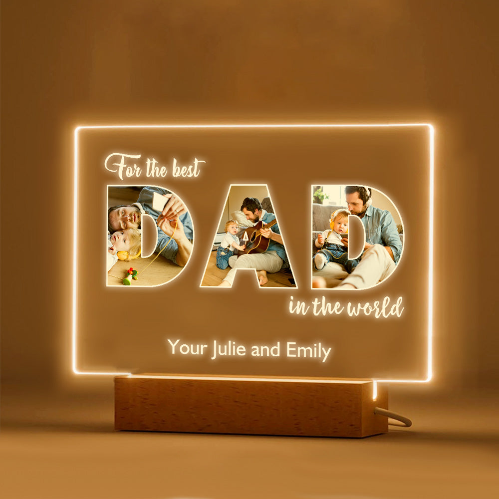 Custom Father's Day Night Light Personalized Photo Acrylic Lamp Gifts for Dad