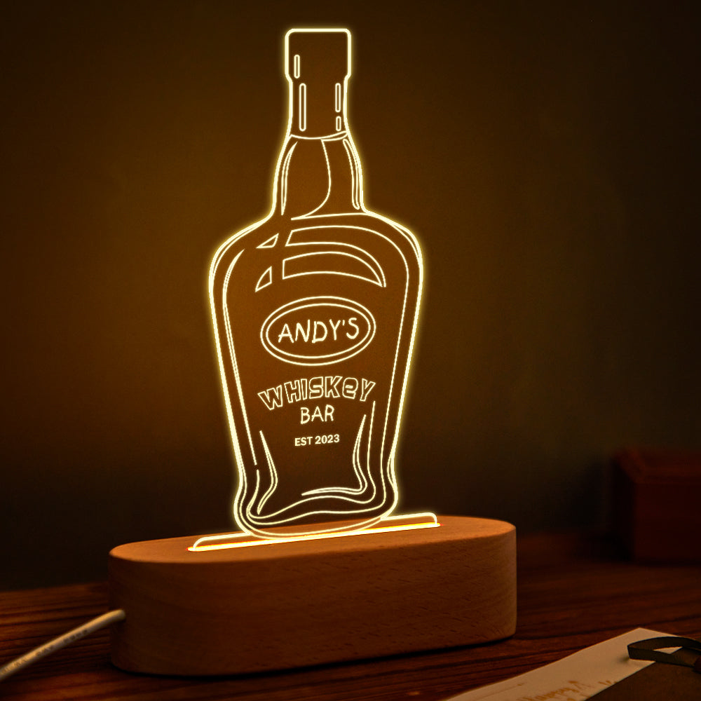 Personalized Wine Night Light 7 Colors Acrylic 3D Lamp Father's Day Gifts