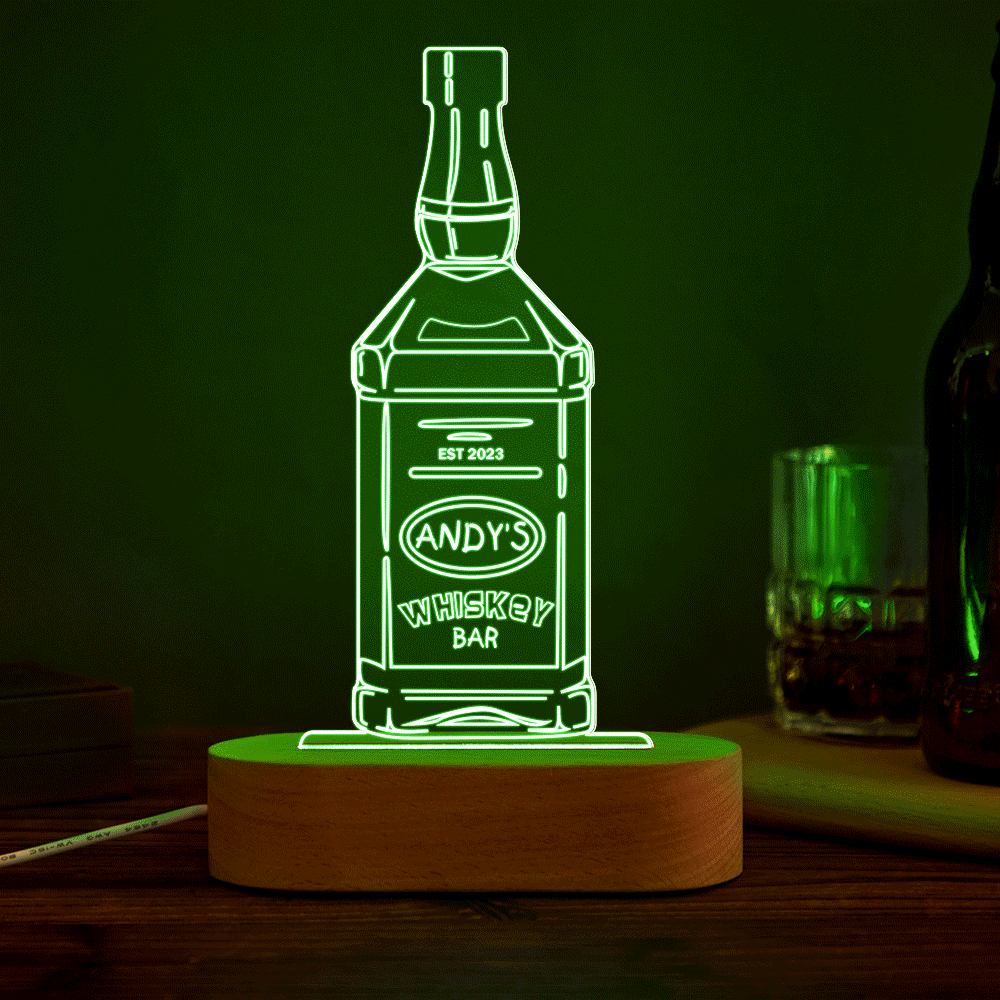 Personalized  Liquor Night Light 7 Colors Acrylic Wine 3D Lamp Father's Day Gifts