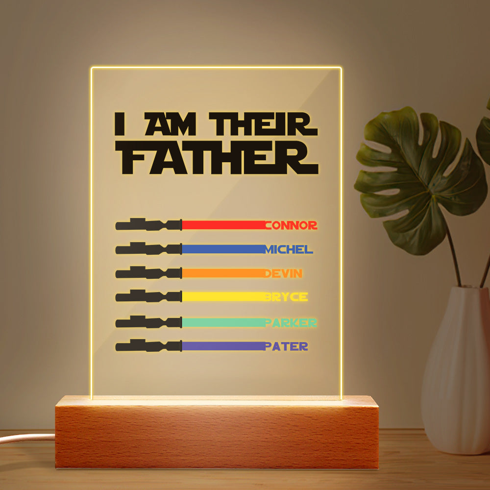 Personalized I Am Their Father Night Light Acrylic Light Saber Plaque Father's Day Gifts