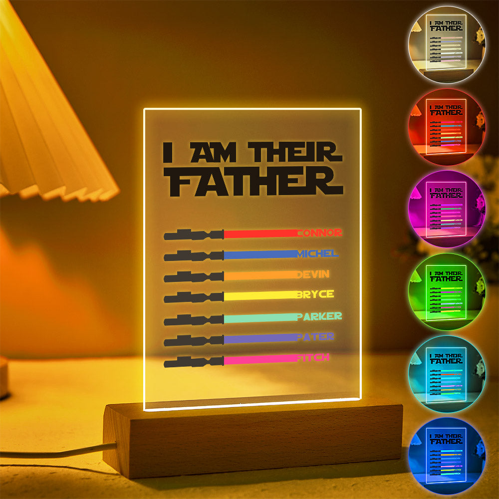 Personalized I Am Their Father Night Light Acrylic Light Saber Plaque Father's Day Gifts