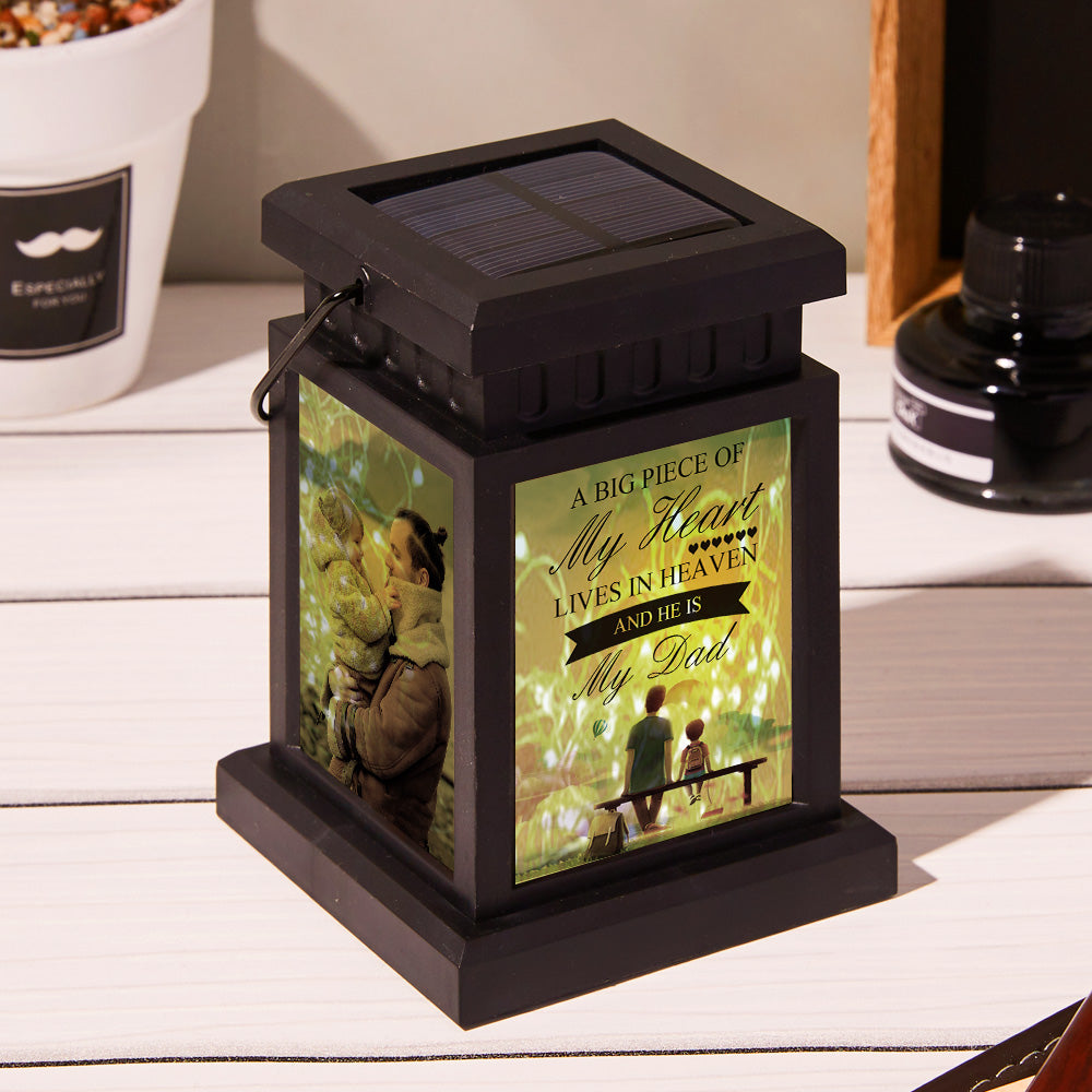 Anniversary Gifts for Couple, Personalized Photo Engraved Lantern Nightlight Lamp Memorial Lamp Solar Garden Light