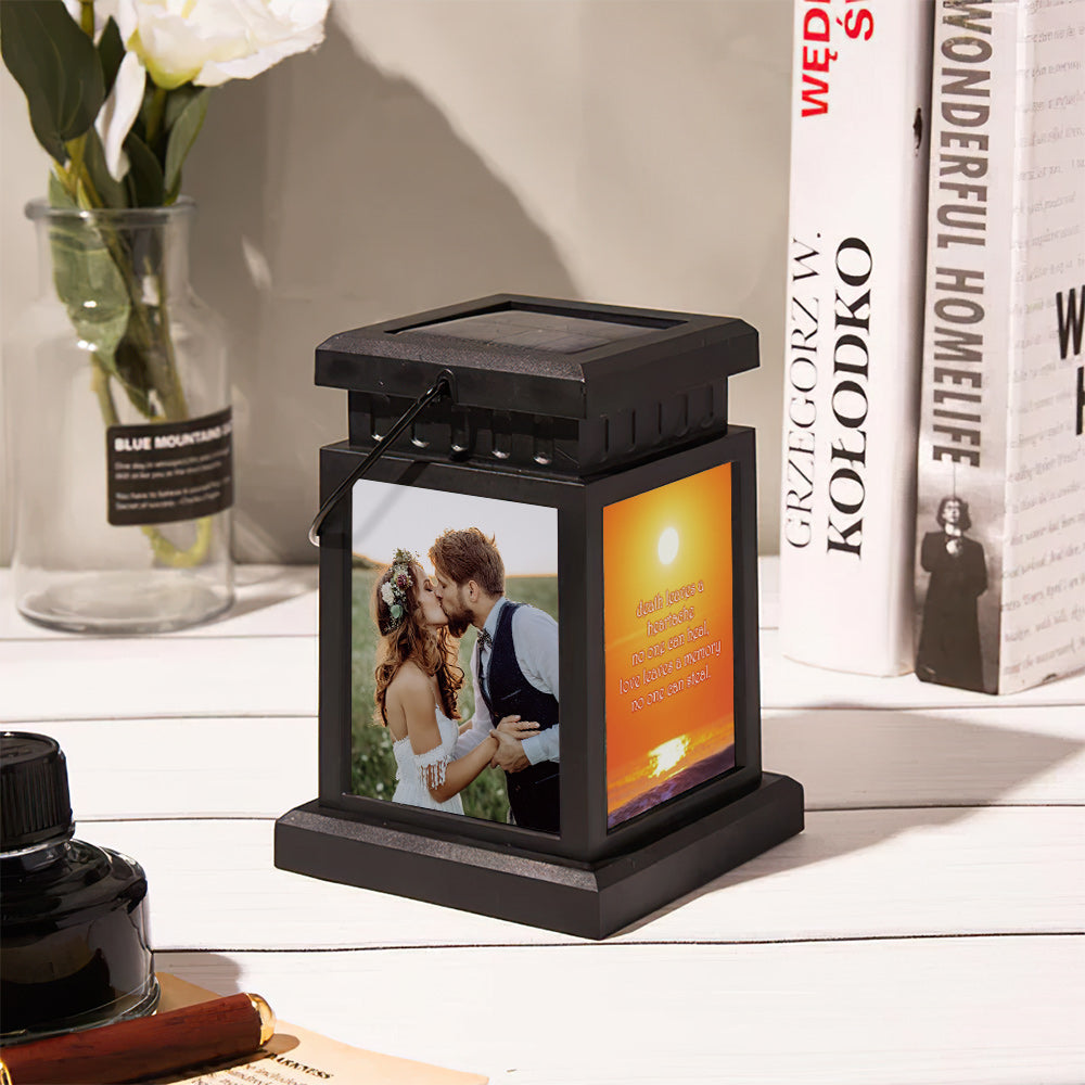 Anniversary Gifts for Couple, Personalized Photo Engraved Lantern Nightlight Lamp Memorial Lamp Solar Garden Light