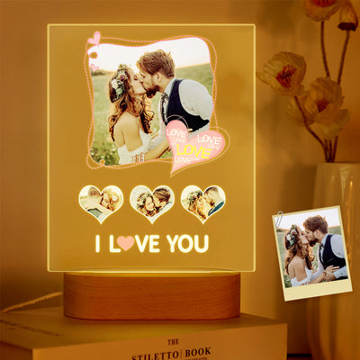 Custom Photo Acrylic Lamp Personalized I Love You Acrylic Plaque Picture Frame Anniversary Gifts - photomoonlampuk