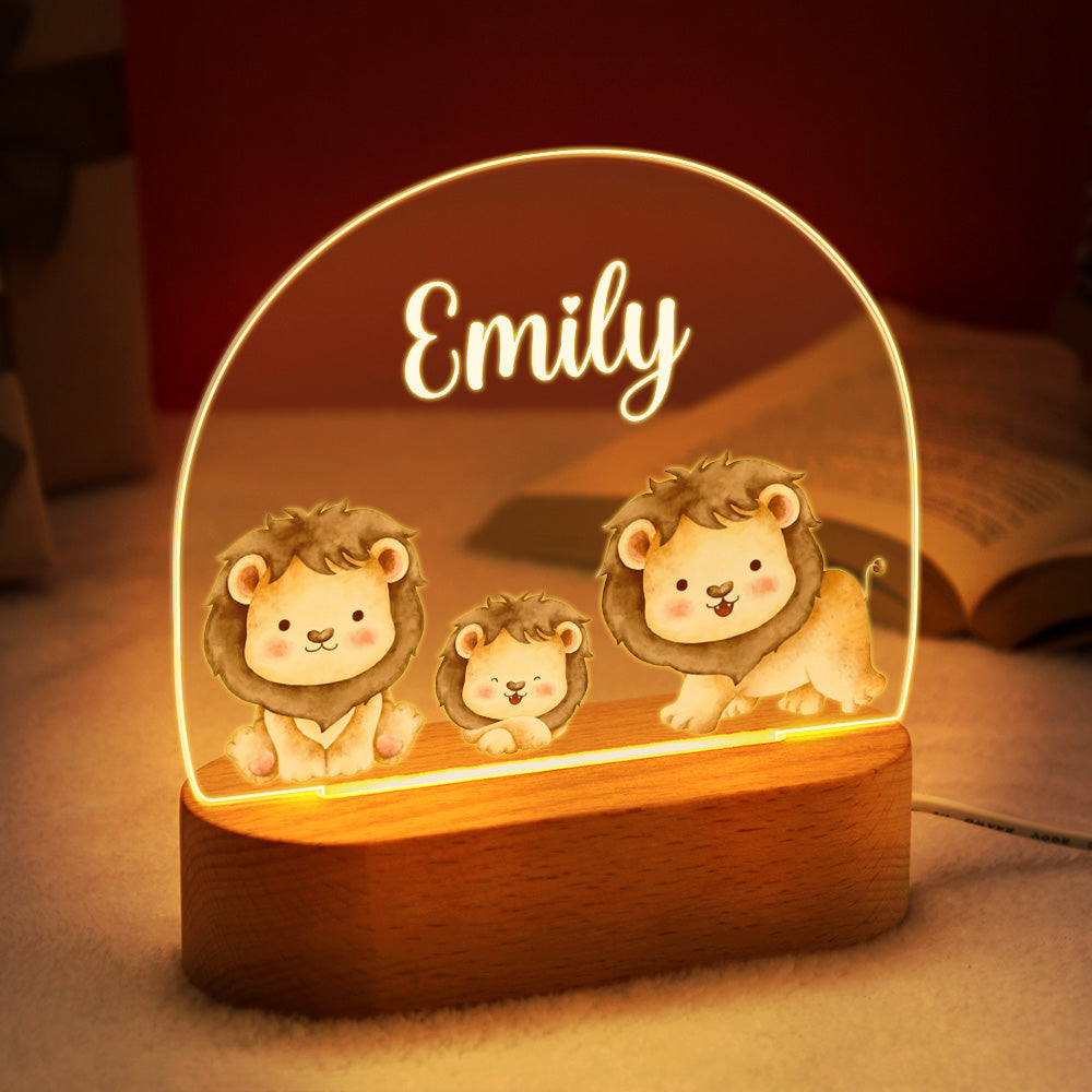 Personalized Name Cute Lion Night Light Custom Name Nursery Room Lamp Gift For Kids