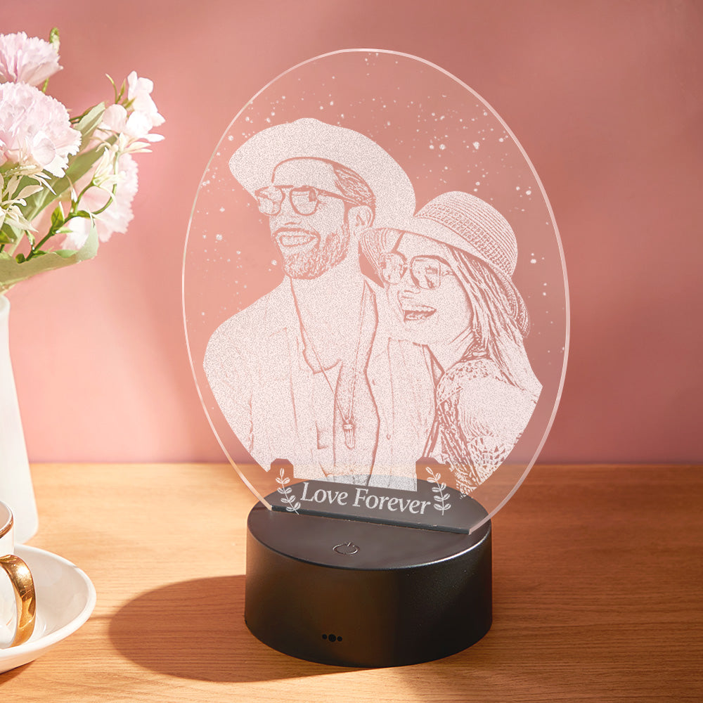 Custom Photo Engraved Nightstand Light Anniversary Lamp For Couple