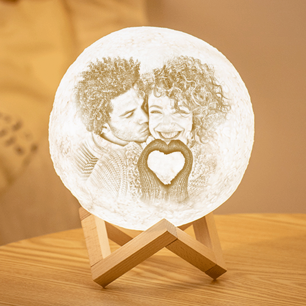 Custom 3D Printing Photo Moon Lamp With Your Text Custom Halloween Decoration