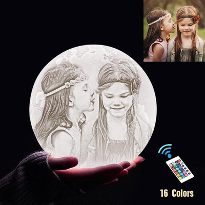Custom 3D Printing Photo Earth Lamp With Your Text - For Baby - Remote Control 16 Colors(10cm-20cm)