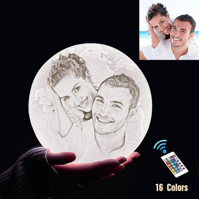 Custom 3D Printing Photo Earth Lamp With Your Text - For Valentine - Remote Control 16 Colors(10cm-20cm)