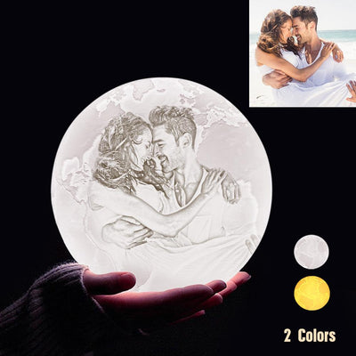 Custom Moon Lamp 3D Printing Photo Earth Lamp With Your Text - For Valentine - Touch Two Colors(10cm-20cm)