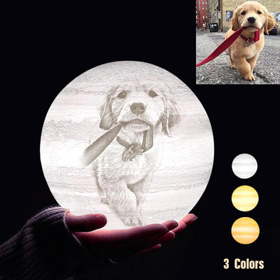 Custom 3D Printing Photo Jupiter Lamp With Your Text - For Pet Lover - Tap 3 Colors(10cm-20cm)